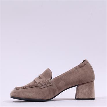 Paul Green Block Heel Elastic Pump - Beige Suede